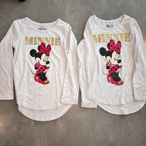 Disney Minnie Mouse beige longsleeve matching 6 and 7 tops shirt bundle sisters